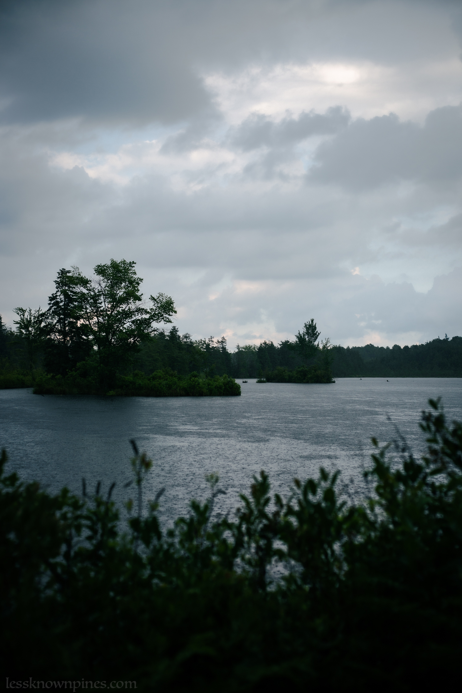 Man-made pond and islands